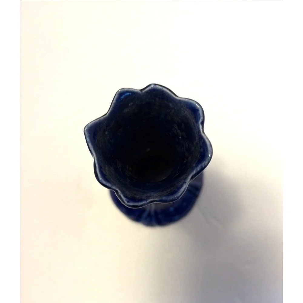 MCM Bud Vase Deep Cobalt Glazed‎ Pottery Retro Decorative Unbranded Marked